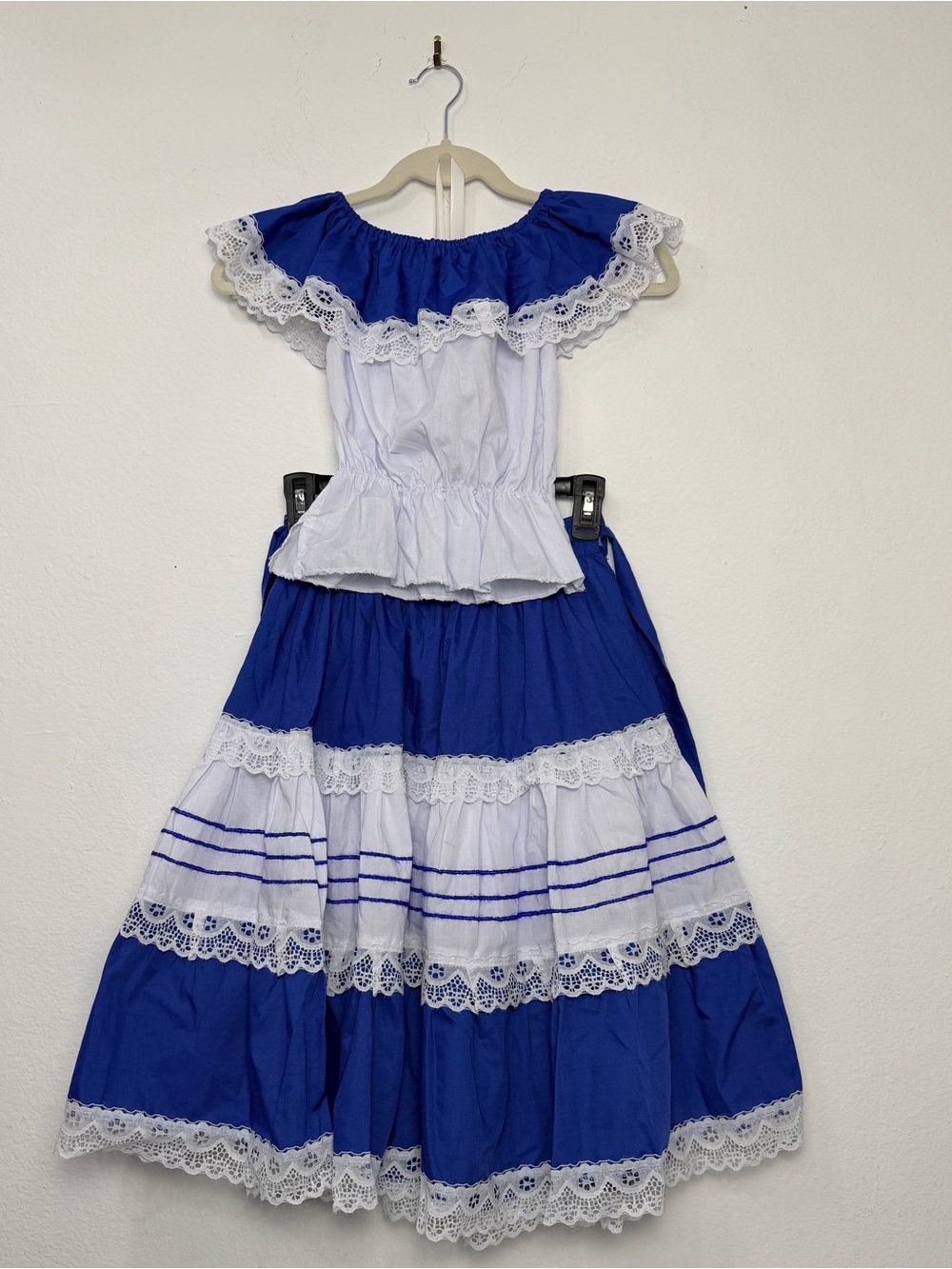 Blue and White Girls' Traditional‎ Ruffled Costume Dress